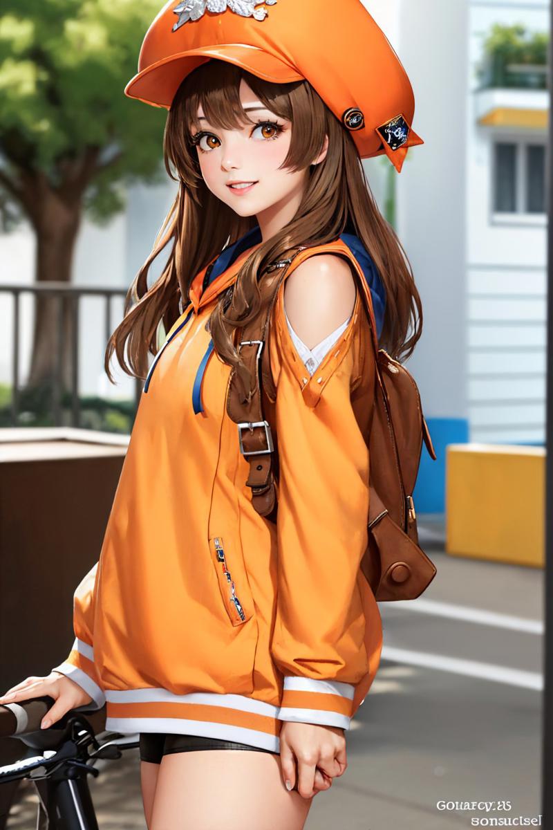 00045-3131153299-(masterpiece, best quality_1.2), cowboy shot, solo, 1girl, ggmay, smile, looking at viewer, orange headwear, hat, orange hoodie,.jpg